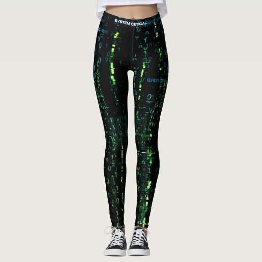 Systemfehler Cyberpunk-Code-Matrix Leggings (Vorderseite)