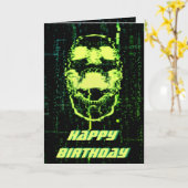 Systemfehler Cyberpunk Schreiender Schädel Grün Karte (Gelbe Blume)