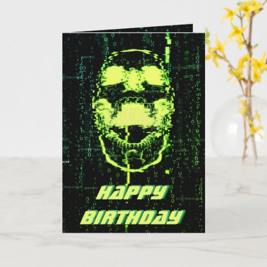 Systemfehler Cyberpunk Screening Skull Green Karte (Gelbe Blume)