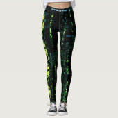 Systemfehler Cyberpunk Screening Skull Green Leggings (Vorderseite)