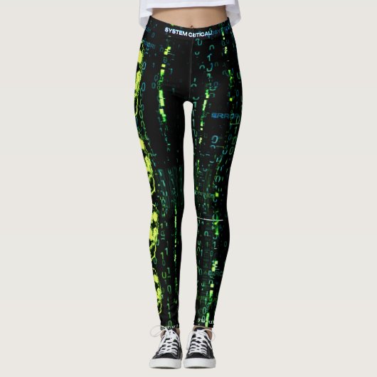 Systemfehler Cyberpunk Screening Skull Green Leggings (Vorderseite)