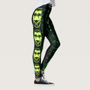 Systemfehler Cyberpunk Screening Skull Green Leggings