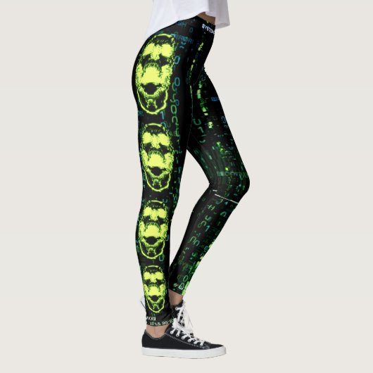 Systemfehler Cyberpunk Screening Skull Green Leggings (Rechts)