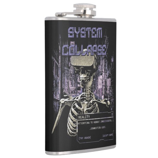 Systemkollaps - Techno-Dystopian Streetwear Flachmann (Rechts)