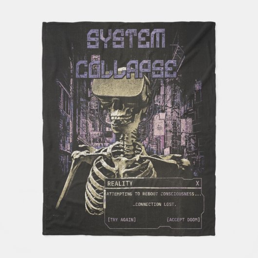 Systemkollaps - Techno-Dystopian Streetwear Fleecedecke (Vorderseite)