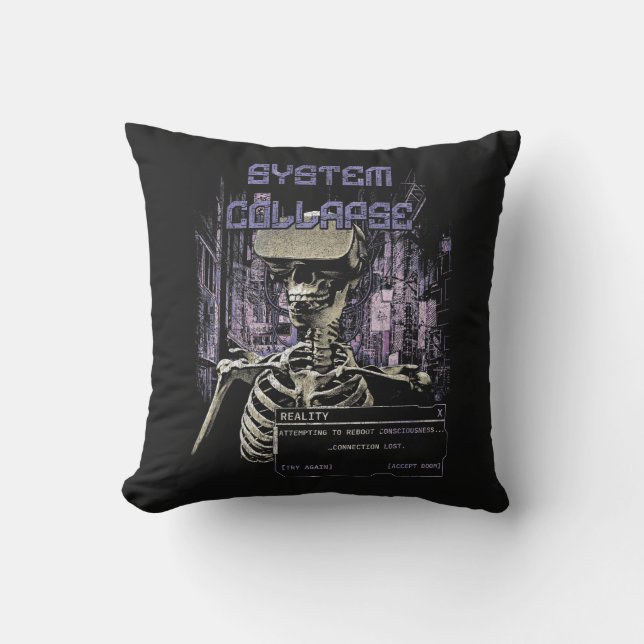 Systemkollaps - Techno-Dystopian Streetwear Kissen (Vorderseite)