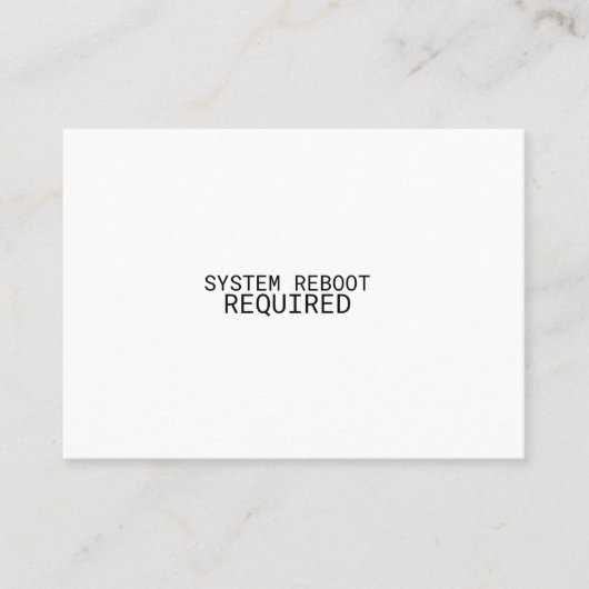 Systemneustart erforderlich Minimalist Visitenkarte (Vorderseite)