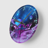 SYTHwave-Uhr der Retro-Raumlaufzeit der 1980er Jah Runde Wanduhr (Winkel)