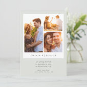 Szage Green Foto Collage Moderne Hochzeit Save The Date (Stehend Vorderseite)