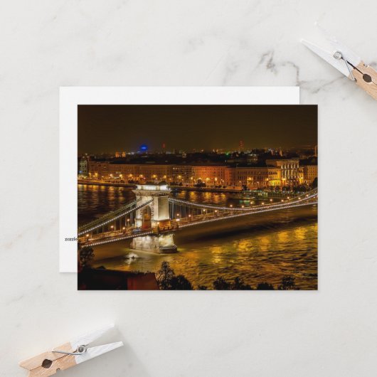 Szechenyi Chain Bridge, Budapest, Ungarn Karte (Vorderseite/Rückseite Beispiel)