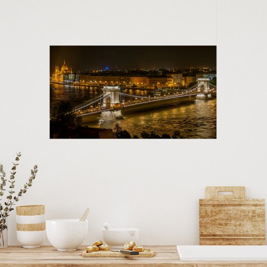 Széchenyi Chain Bridge in Budapest, Ungarn Poster (Küche)