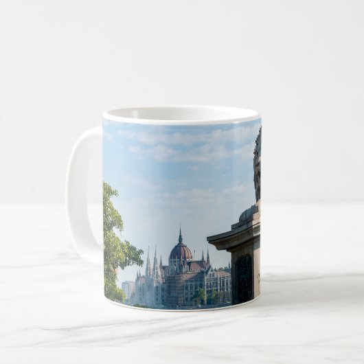 Széchenyi Kettenbrücke und Parlament von Budapest Kaffeetasse (Vorderseite Links)