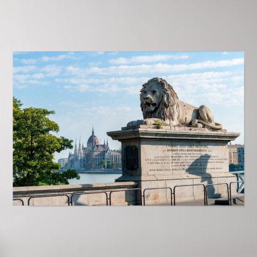 Széchenyi Kettenbrücke und Parlament von Budapest Poster (Vorne)