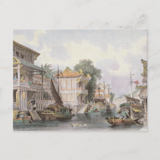Szene am Horankanal bei Kanton, c.1850 (colo Postkarte (Vorderseite)