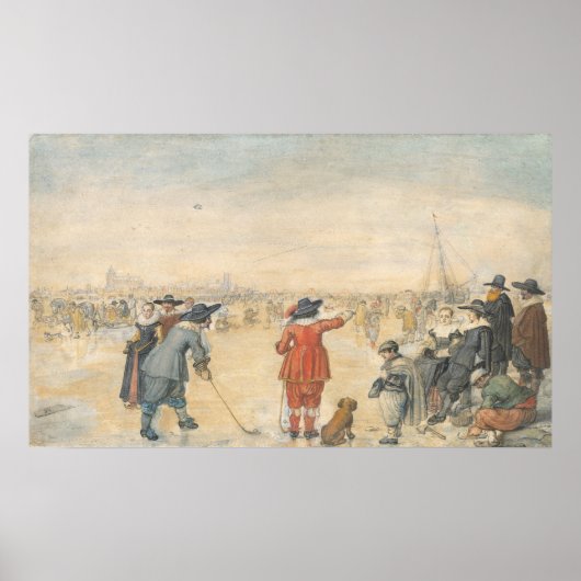 Szene auf Eis - Hendrick Avercamp Kunstposter Poster (Vorne)