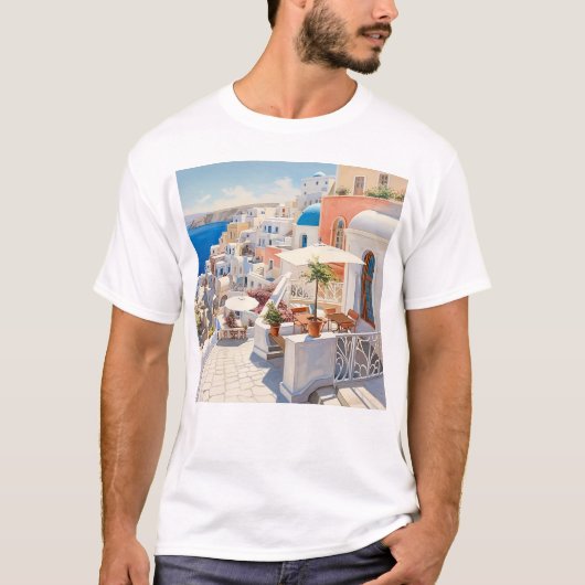 Szene aus Santorini Griechenland T-Shirt (Vorderseite)