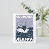 Szene der Fischerboote - Cordoba, Alaska Postkarte (Stehend Vorderseite)