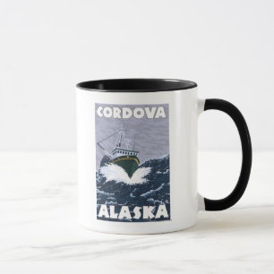 Szene der Fischerboote - Cordoba, Alaska Tasse