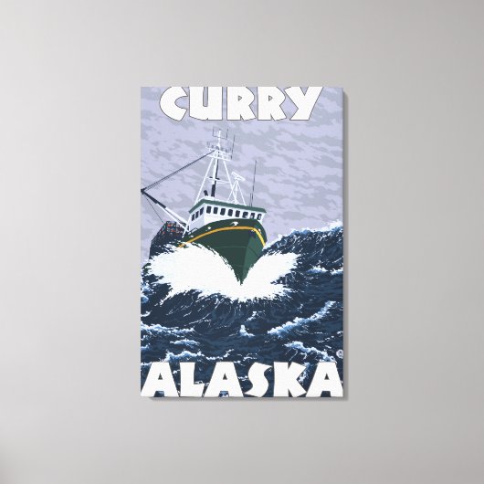 Szene der Fischerboote - Curry, Alaska Leinwanddruck (Vorderseite)