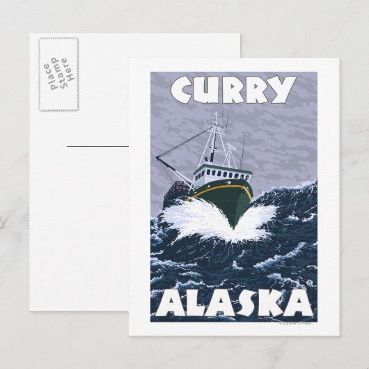 Szene der Fischerboote - Curry, Alaska Postkarte (Vorne/Hinten)