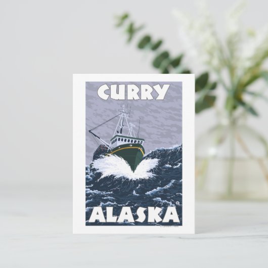 Szene der Fischerboote - Curry, Alaska Postkarte (Stehend Vorderseite)