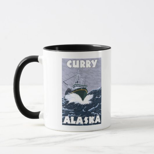 Szene der Fischerboote - Curry, Alaska Tasse (Links)