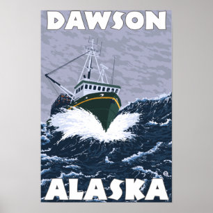 Szene der Fischerboote - Dawson, Alaska Poster