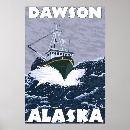 Szene der Fischerboote - Dawson, Alaska Poster (Vorne)