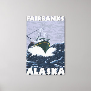 Szene der Fischerboote - Fairbanks, Alaska Leinwanddruck