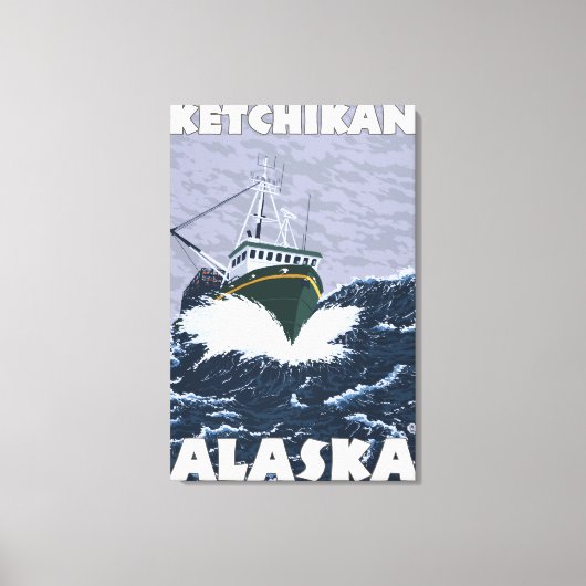 Szene der Fischerboote - Ketchikan, Alaska Leinwanddruck (Vorderseite)