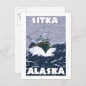 Szene der Fischerboote - Sitka, Alaska Postkarte (Vorne/Hinten)