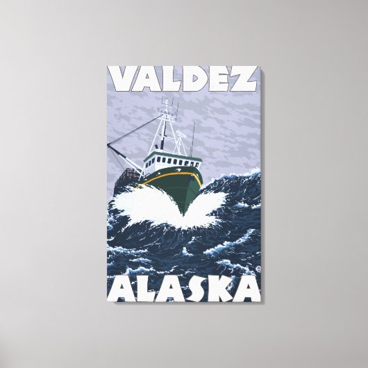Szene der Fischerboote - Valdez, Alaska Leinwanddruck (Vorderseite)