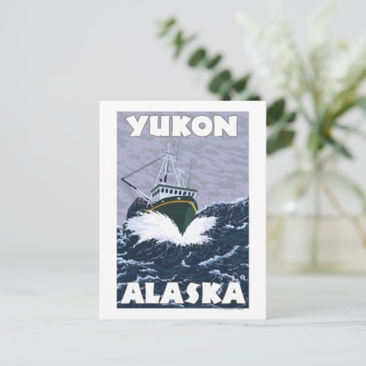 Szene der Fischerboote - Yukon, Alaska Postkarte (Stehend Vorderseite)