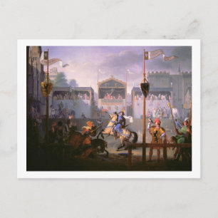Szene eines Turnier im 14. Jahrhundert, 1 Postkarte