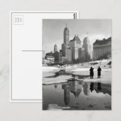 Szene im Central Park im Winter, 1933 Postkarte (Vorne/Hinten)