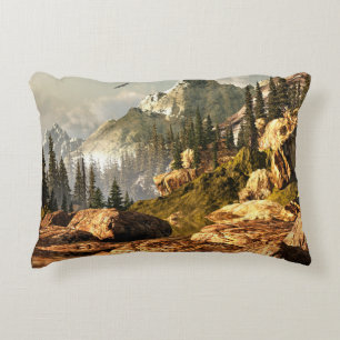 Szene in den Rocky Mountains, in der ein Weißkopfs Dekokissen