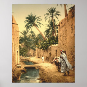 Szene in der algerischen Straße in der alten Biskr Poster