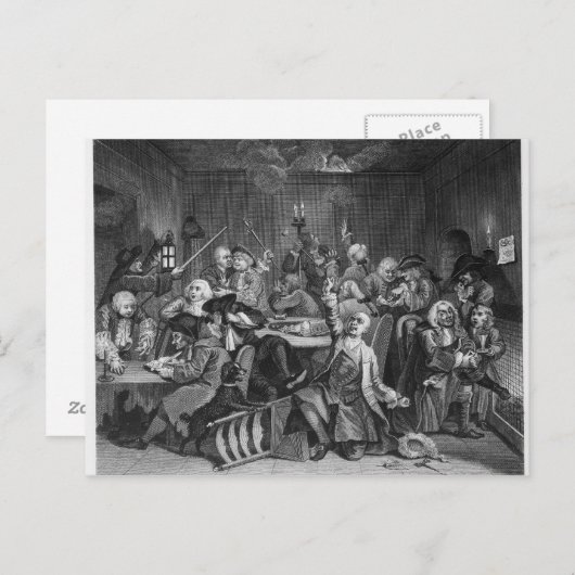 Szene in einem Gaming House Postkarte (Vorne/Hinten)