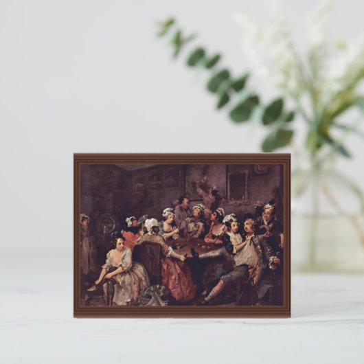 Szene in einer Taverne " von Hogarth William Postkarte (Stehend Vorderseite)