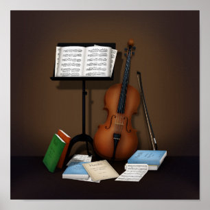 Szene mit Cello & Music Stand Poster