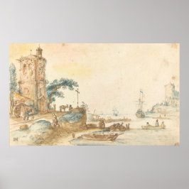Szene mit Tower - Hendrick Avercamp Kunstposter Poster