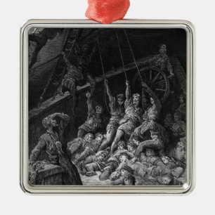 Szene "vom Raureif des alten Seemannes" 2 Silbernes Ornament