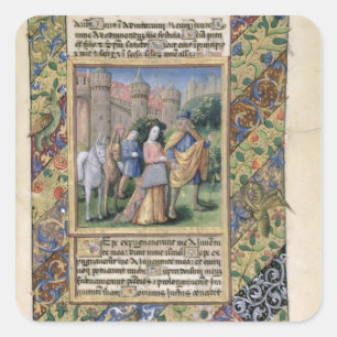 Szene von den 'Stunden von Louis d'Orleans Quadratischer Aufkleber