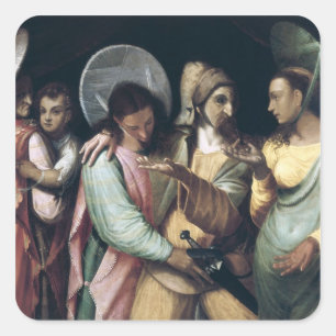 Szene von der Commedia dell'Arte, c.1765 Quadratischer Aufkleber