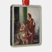 Szene von der Commedia dell'Arte Silbernes Ornament (Rechts)