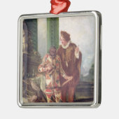 Szene von der Commedia dell'Arte Silbernes Ornament (Links)
