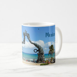 Szene von Playa del Carmen Statue Yucatan Mexiko Kaffeetasse