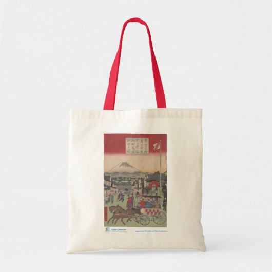 Szene von Tokio mit Fuji Tote Tag Tragetasche (Vorne)