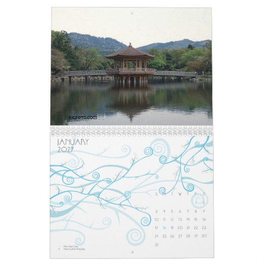 Szenen 12-monatigen Kalenders Japans Kalender (Jan 2027)