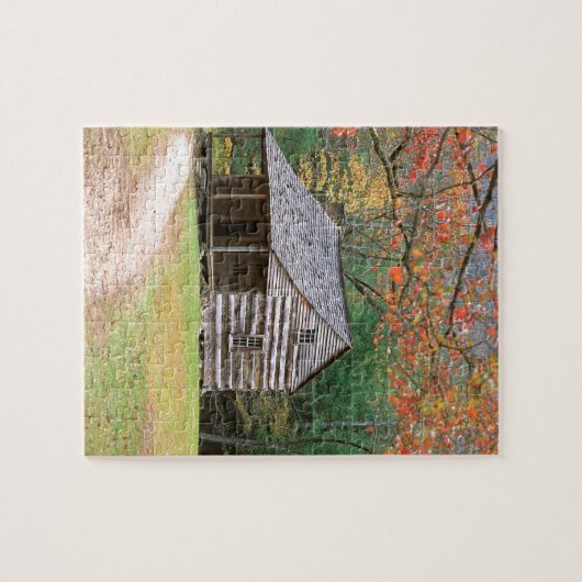 Szenen-historisches Blockhaus in rauchigem Puzzle (Horizontal)